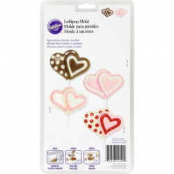 Matrita pentru ciocolata si bomboane inima, "Double Heart Lollipop", Wilton