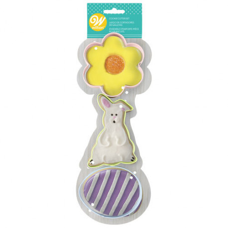FLOWER, BUNNY AND EGG COOKIE CUTTER SET, 3-PIECE