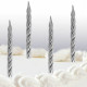 Silver Twist Candles W/ Holders Pk/10
