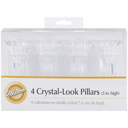 Set 4 Coloane Cristale Pentru Sustinerea Tortului Etajat,8 CM,Wilton