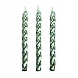 Silver Twist Candles W/ Holders Pk/10